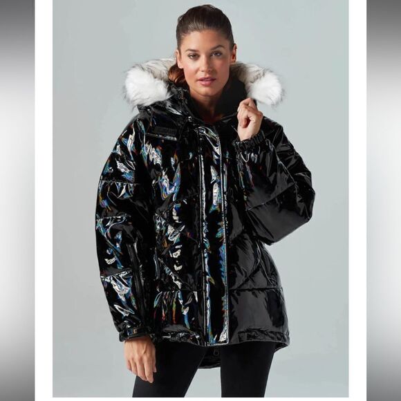 NEW Blanc Noir Afterburn Puffer Holographic Jacket Large RARE
